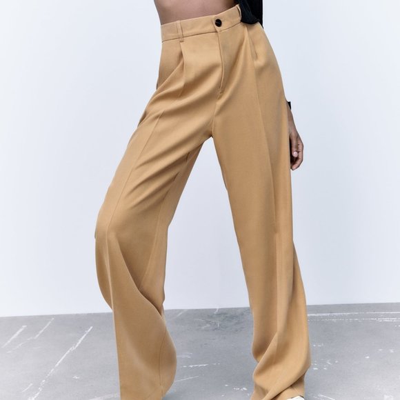 NWT ZARA FULL LENGTH PANTS LIGHT CAMEL - Picture 5 of 6